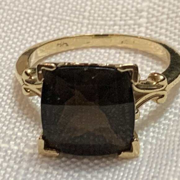 Genuine Brown Quartz Gold Ring - Picture 2 of 2